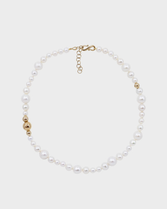 Bubble & Gold Pearl Necklace 14K Gold