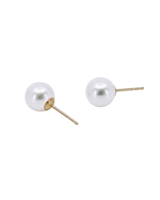 Pearl Stud Earrings 8.0 14K Gold - MAPPERRI