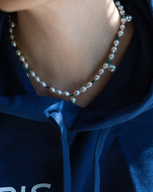 Elysian Pearl & Blue Drops Necklace