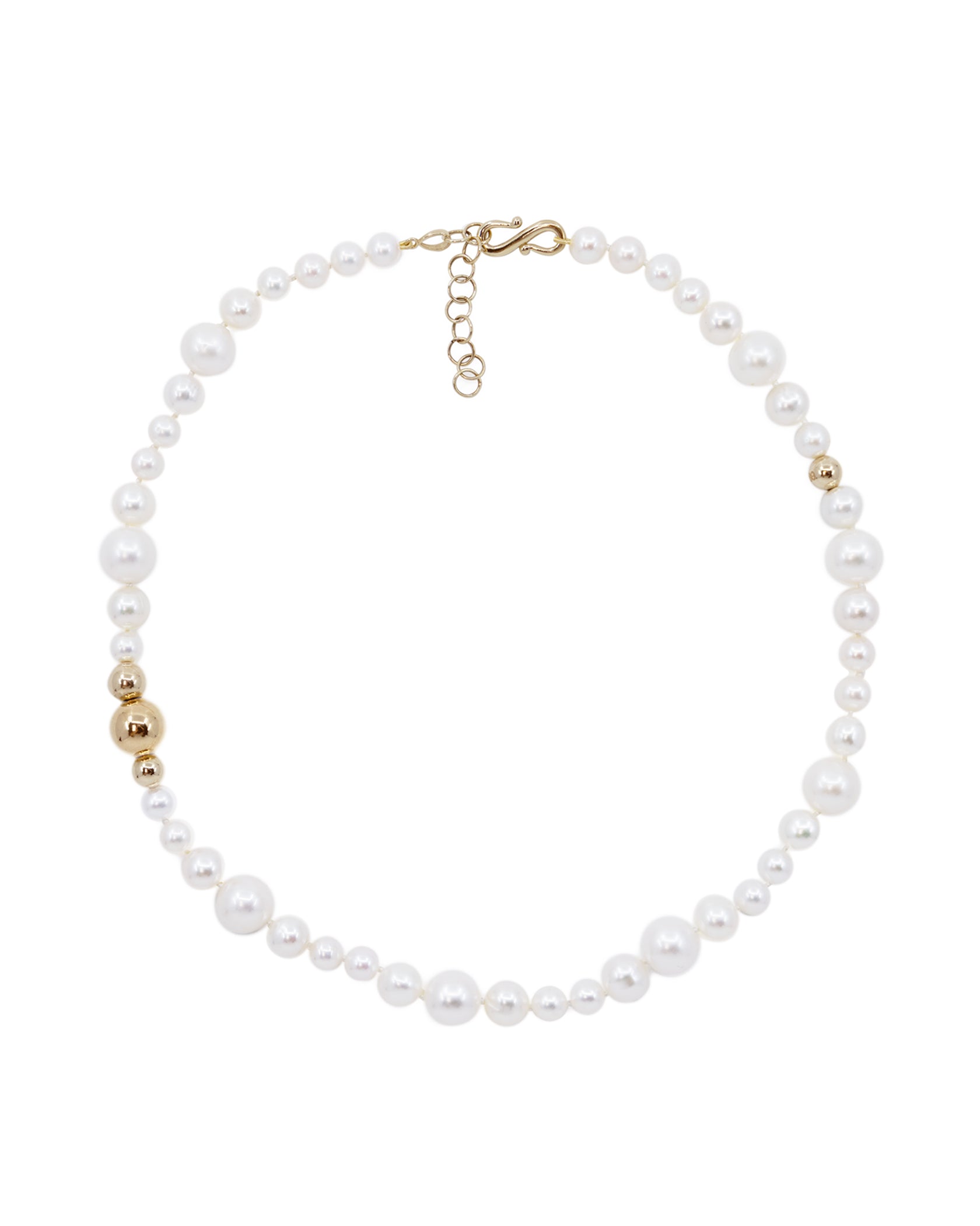Bubble & Gold Pearl Necklace 14K Gold - MAPPERRI