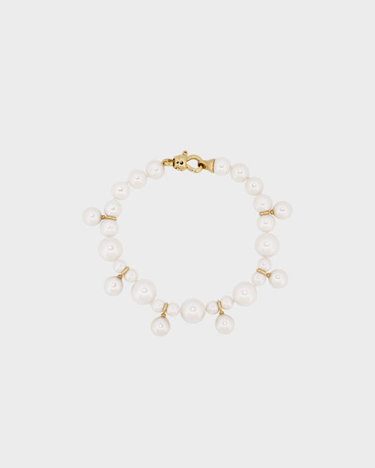 Lustrous Pearl Cluster Bracelet 14K Gold