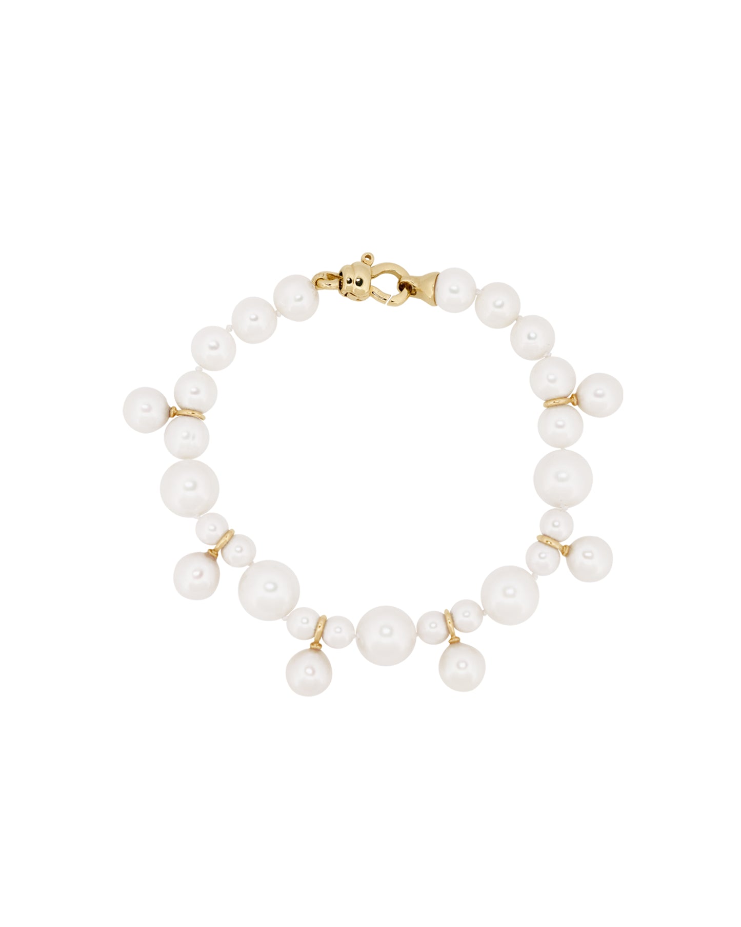 Lustrous Pearl Cluster Bracelet 14K Gold