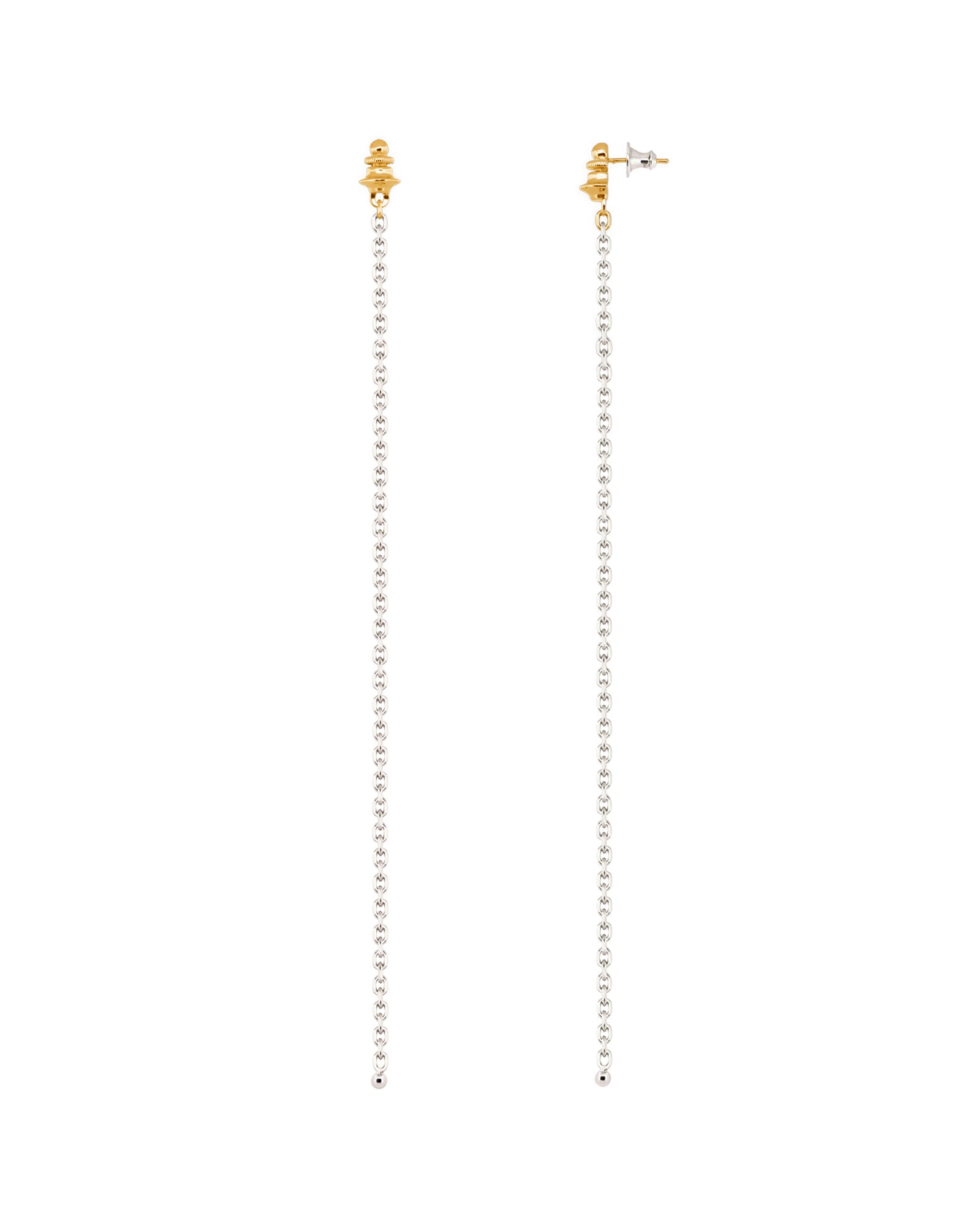 Garde Drop Chain Earrings Two Tone