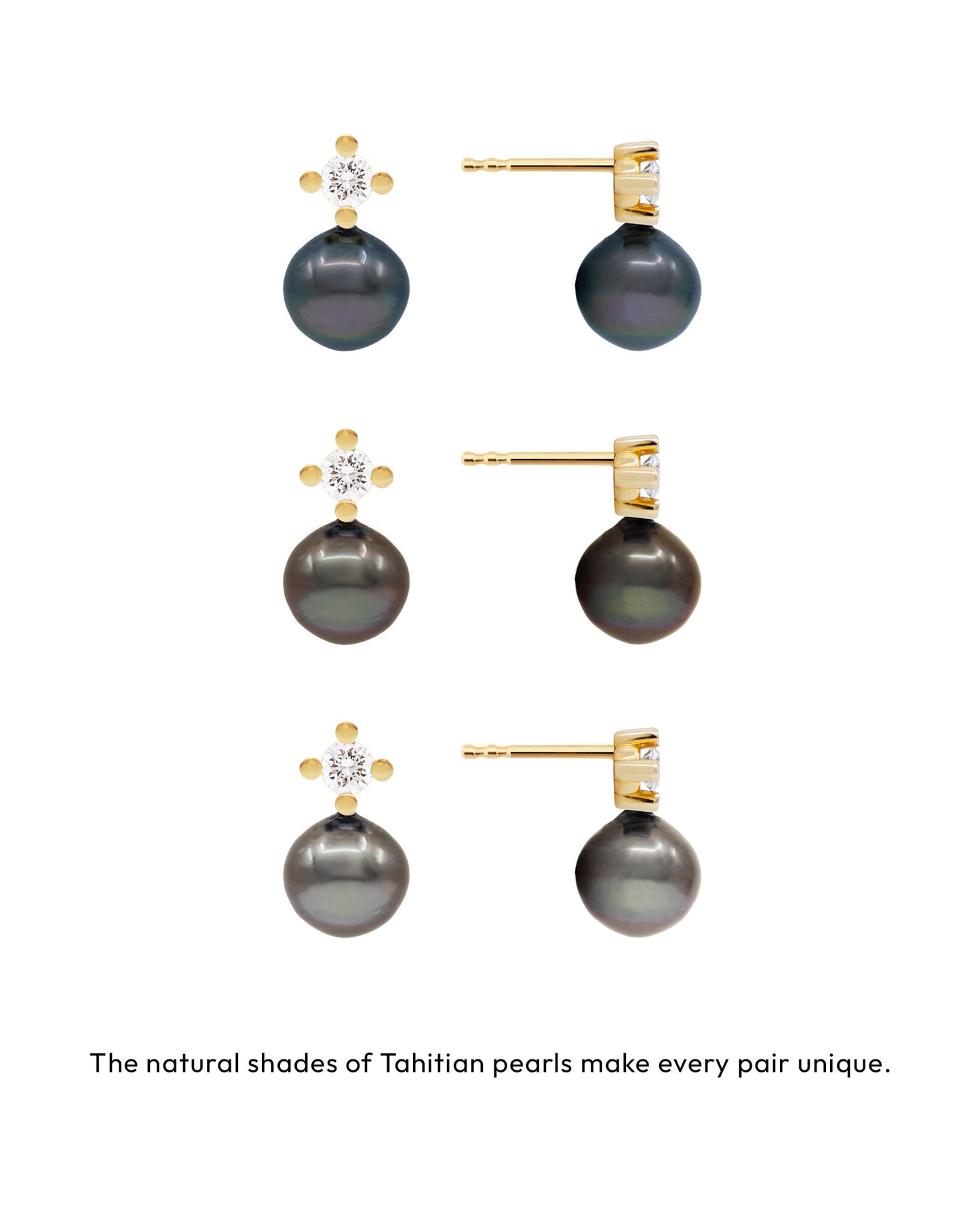 Glint Diamond & Black Pearl Earrings 14K Gold