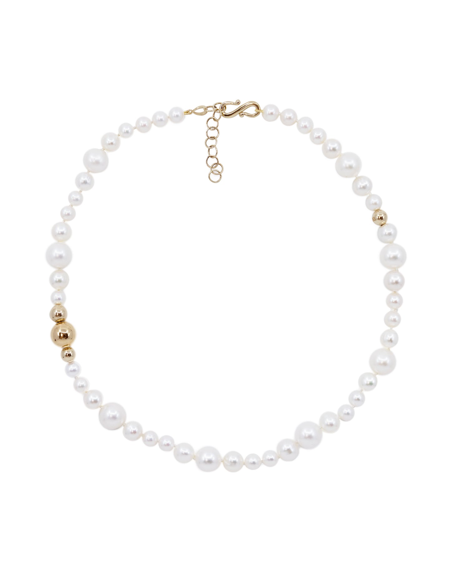 Bubble & Gold Pearl Necklace 14K Gold