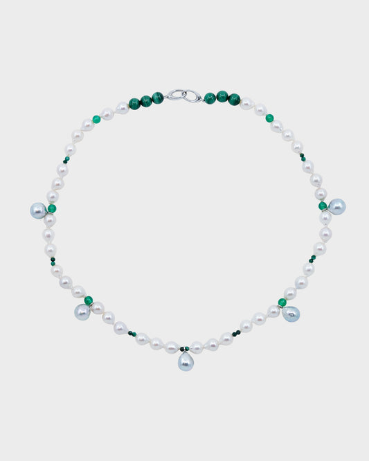 Elysian Pearl & Blue Drops Necklace